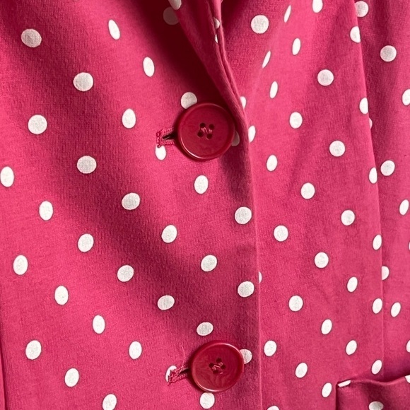 Talbots Bright Pink Polka Dot Stretch Knit Blazer | Barbiecore Pink | Small - Picture 3 of 7